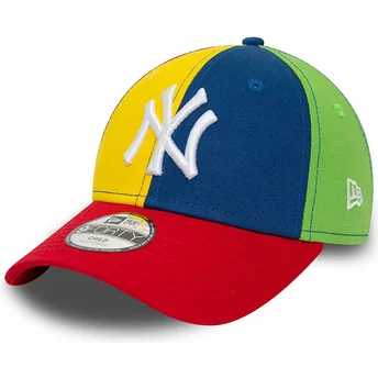 New Era Curved Brim Youth 9FORTY Block New York Yankees MLB Multicolor Adjustable Cap