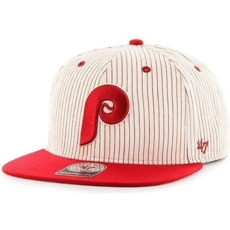 cap-lapos-byal-snapbek-rayas-rojas-philadelphia-phillies-mlb-47-brand