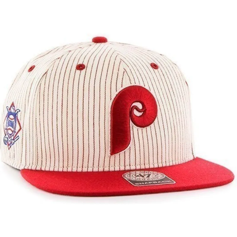 cap-lapos-byal-snapbek-rayas-rojas-philadelphia-phillies-mlb-47-brand