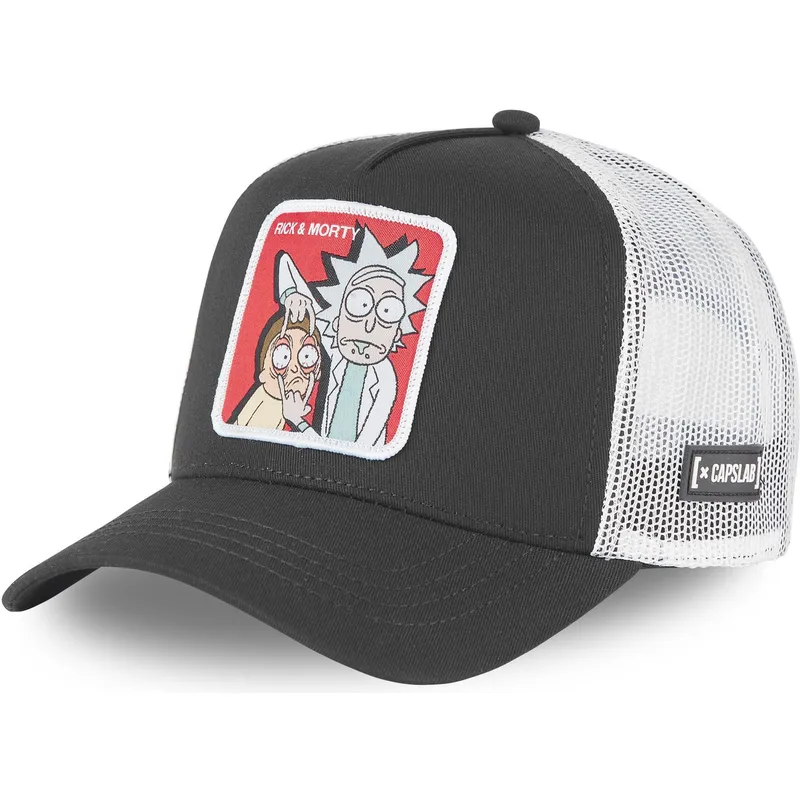 schwarz-weisse-trucker-kappe-rick-und-morty-ey2-von-capslab