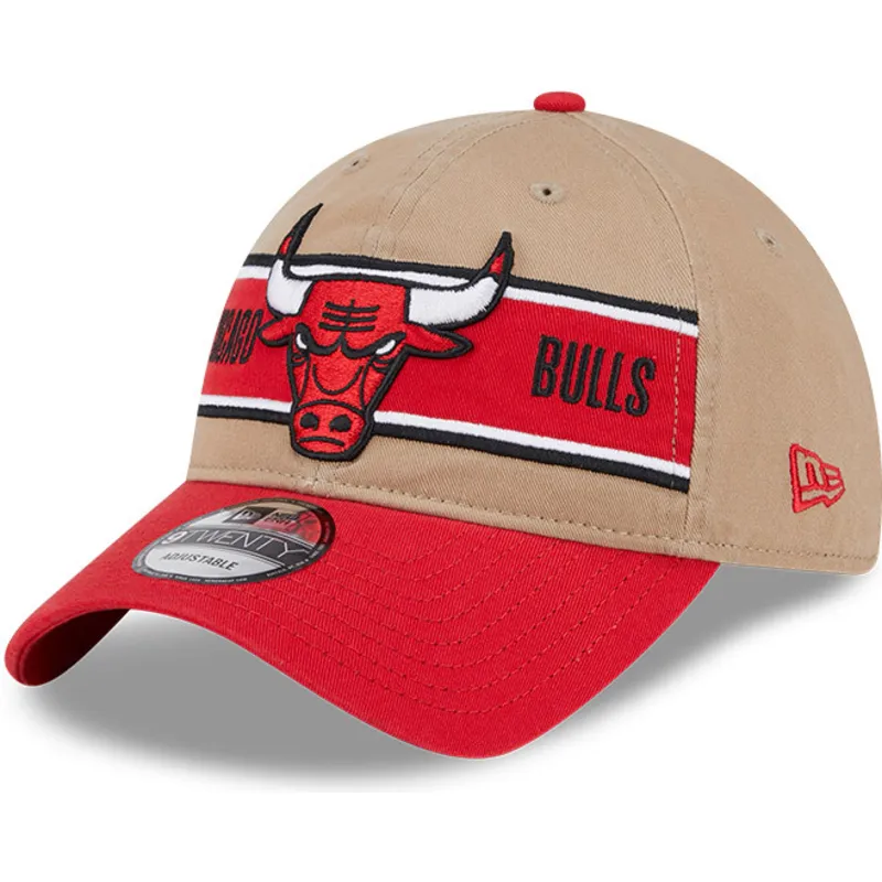braune-und-rote-verstellbare-gebogene-kappe-9twenty-draft-2024-von-chicago-bulls-nba-von-new-era
