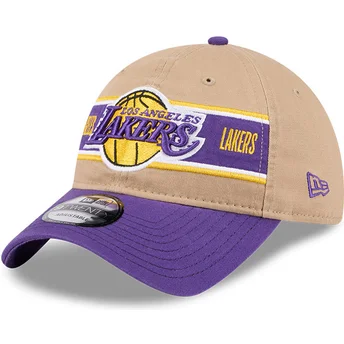 Braune und violette verstellbare Curved Cap 9TWENTY Draft 2024 der Los Angeles Lakers NBA von New Era