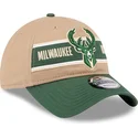 verstellbare-9twenty-draft-2024-kappe-in-braun-und-grun-der-milwaukee-bucks-nba-von-new-era