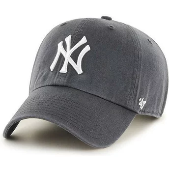47 Brand Curved Brim New York Yankees MLB Clean Up Cap Dunkelgrau