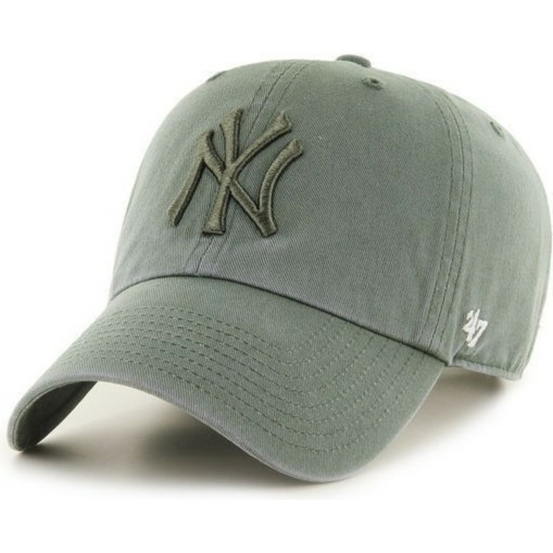 47-brand-curved-brim-mit-dunkelgrunem-logo-new-york-yankees-mlb-clean-up-cap-grun
