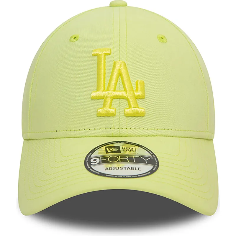 hellgrune-verstellbare-curved-cap-mit-grunem-logo-9forty-league-essential-der-los-angeles-dodgers-mlb-von-new-era