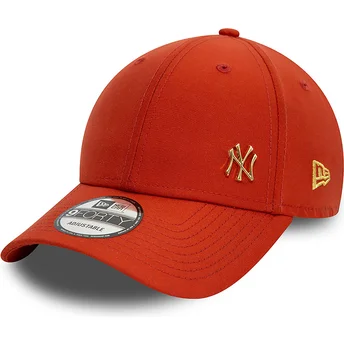 New Era Curved Brim Golden Logo 9FORTY Flawless New York Yankees MLB Red Adjustable Cap