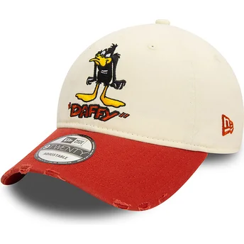 New Era Curved Brim Daffy Duck 9TWENTY Washed Looney Tunes Beige and Red Adjustable Cap