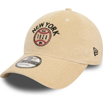 New Era Curved Brim The Empire State 9TWENTY Cord Cities and Beaches New York Beige Adjustable Cap