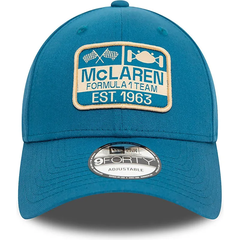 9forty-graphic-patch-mclaren-racing-formula-1-blaue-verstellbare-kappe-mit-gebogenem-schirm-von-new-era
