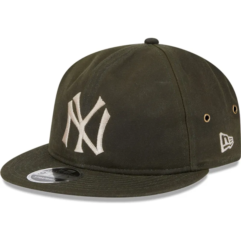 grune-verstellbare-flatcap-9fifty-waxed-canvas-der-new-york-yankees-mlb-von-new-era