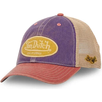 Von Dutch MAC7 Purple, Beige and Red Trucker Hat