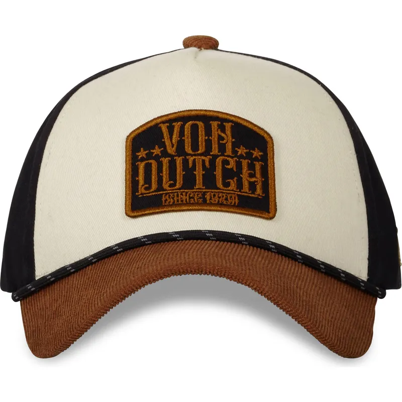 braune-und-schwarze-gebogene-snapback-kappe-vint01-von-von-dutch