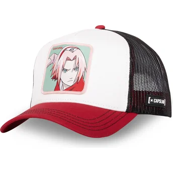 Capslab Sakura Haruno PIN Naruto Beige, Red and Black Trucker Hat