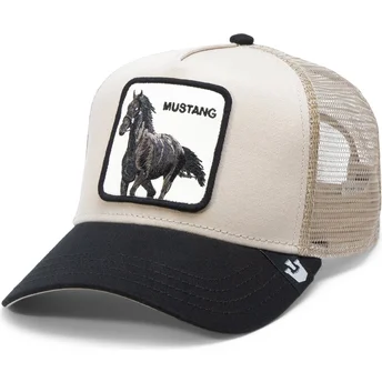 beige-und-schwarze-trucker-kappe-pferd-the-mustang-the-farm-von-goorin-bros