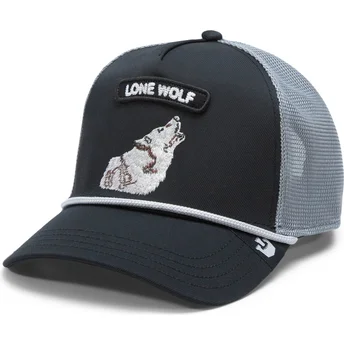Goorin Bros. - Schwarze und graue Trucker-Kappe Wolf GB2 Lone Wolf The Rocker The Farm.