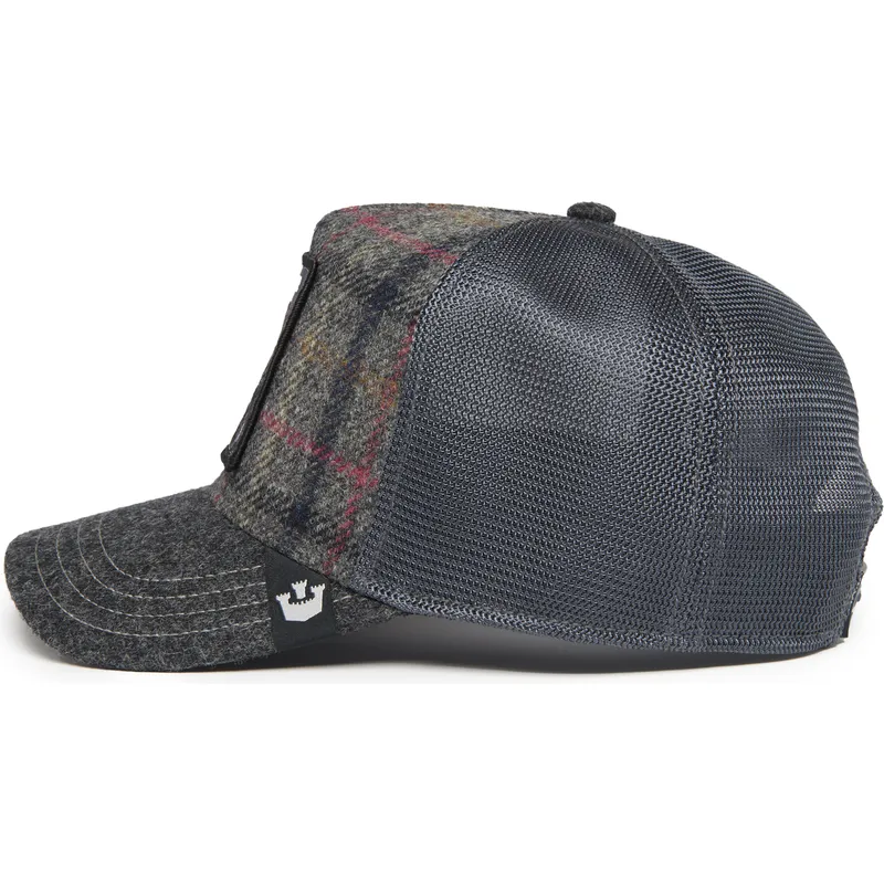trucker-cap-grau-panther-moon-panther-uk-plaid-the-farm-von-goorin-bros