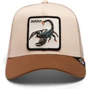 trucker-cap-beige-und-braun-skorpion-deadly-the-deadliest-scorpion-eco-brutalism-the-farm-von-goorin-bros