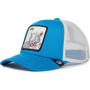 Goorin Bros. The Farm Wild Stripes blau-weiße Trucker-Kappe für Kinder mit Tiger-Motiv.