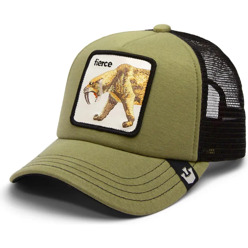 trucker-cap-grun-und-schwarz-fur-jungen-sabelzahne-fierce-cat-teefs-extinct-the-farm-von-goorin-bros