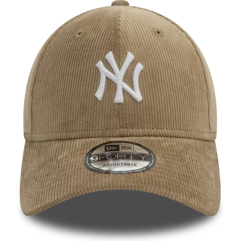 beige-gebogene-verstellbare-9forty-cord-kappe-der-new-york-yankees-mlb-von-new-era