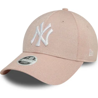 Sapkák ívelt rózsaszín állítható 9FORTY Glitter New York Yankees MLB New Era