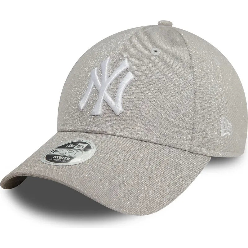 graue-verstellbare-curved-cap-fur-damen-9forty-glitter-der-new-york-yankees-mlb-von-new-era