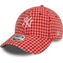 justerbar-rosa-kurvad-keps-for-dam-9forty-houndstooth-fran-new-york-yankees-mlb-av-new-era