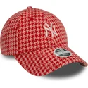 new-era-curved-brim-women-9forty-houndstooth-new-york-yankees-mlb-pink-adjustable-cap