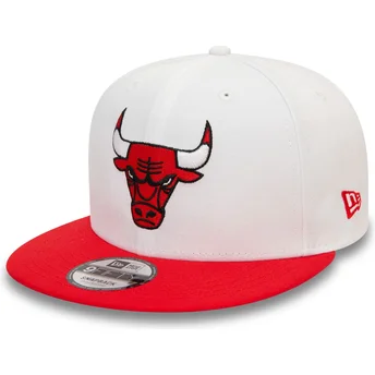 New Era Flat Brim 9FIFTY White Crown Patch Chicago Bulls NBA White and Red Snapback Cap