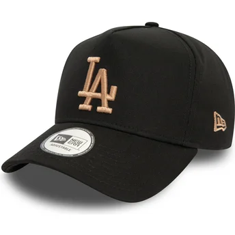 New Era Curved Brim 9FORTY E Frame League Essential Los Angeles Dodgers MLB Black Snapback Cap with Beige Logo