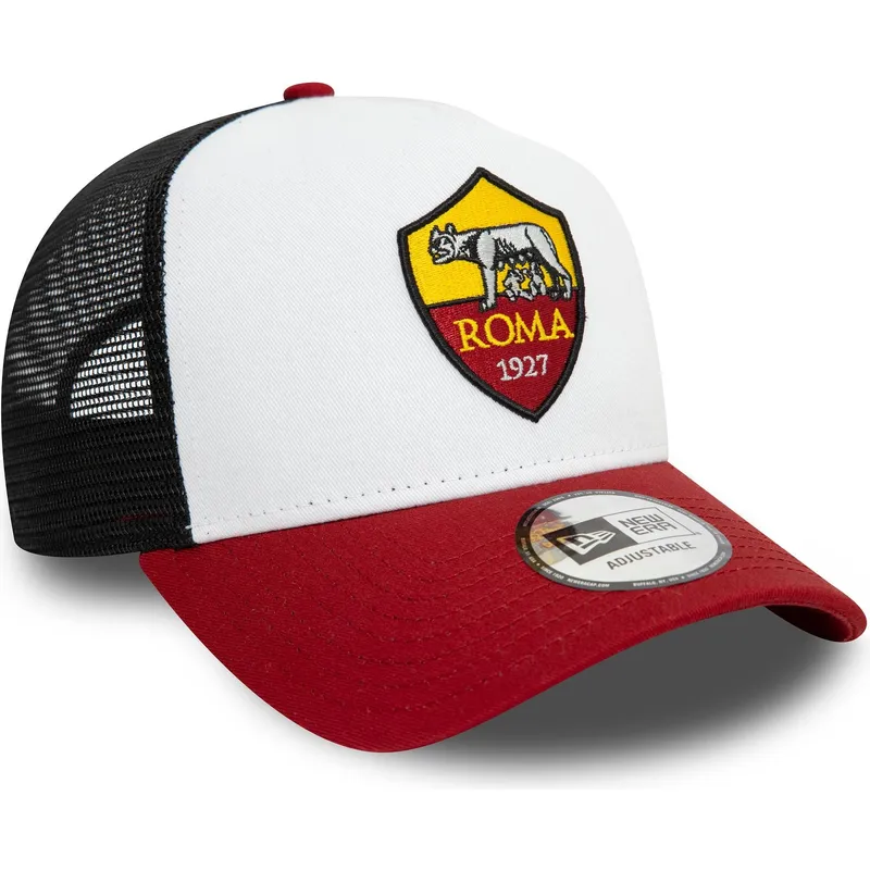 gorra-trucker-blanca-negra-y-roja-9forty-e-frame-core-de-associazione-sportiva-roma-serie-a-de-new-era