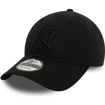 Svart böjd justerbar keps med svart logotyp 9TWENTY Washed från New York Yankees MLB av New Era