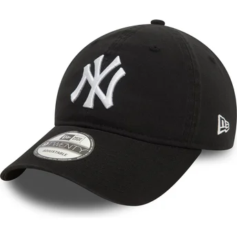 Schwarze verstellbare gebogene Kappe 9TWENTY Washed der New York Yankees MLB von New Era