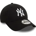 schwarze-verstellbare-gebogene-kappe-9twenty-washed-der-new-york-yankees-mlb-von-new-era