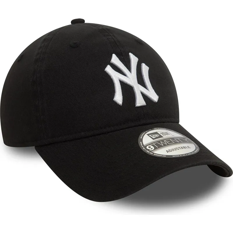 schwarze-verstellbare-gebogene-kappe-9twenty-washed-der-new-york-yankees-mlb-von-new-era