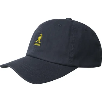 Sapkák ívelt sötétkék állítható pánt Washed Baseball Navy Kangol