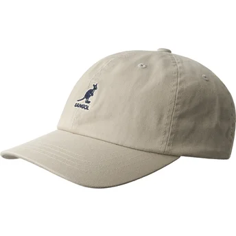 Sapkák ívelt bézs állítható pánt Washed Baseball Khaki Kangol