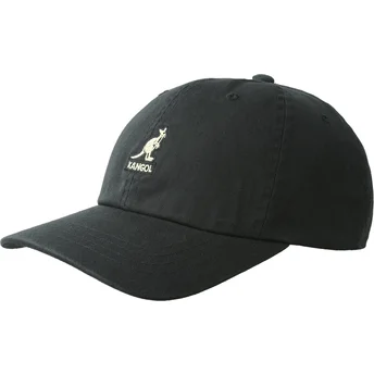 Sapkák ívelt fekete állítható pánt Washed Baseball Black Kangol