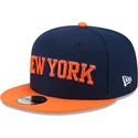 new-era-flat-brim-9fifty-statement-new-york-knicks-nba-navy-blue-and-orange-snapback-cap