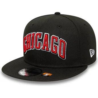 Schwarze flache Snapback-Kappe 9FIFTY Statement der Chicago Bulls NBA von New Era