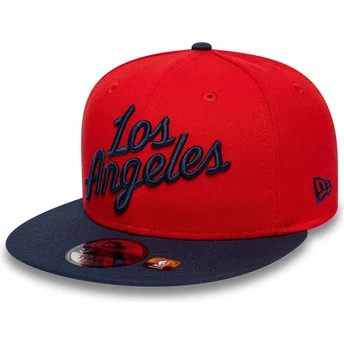 Röd och marinblå platt keps snapback 9FIFTY Statement av Los Angeles Clippers NBA från New Era