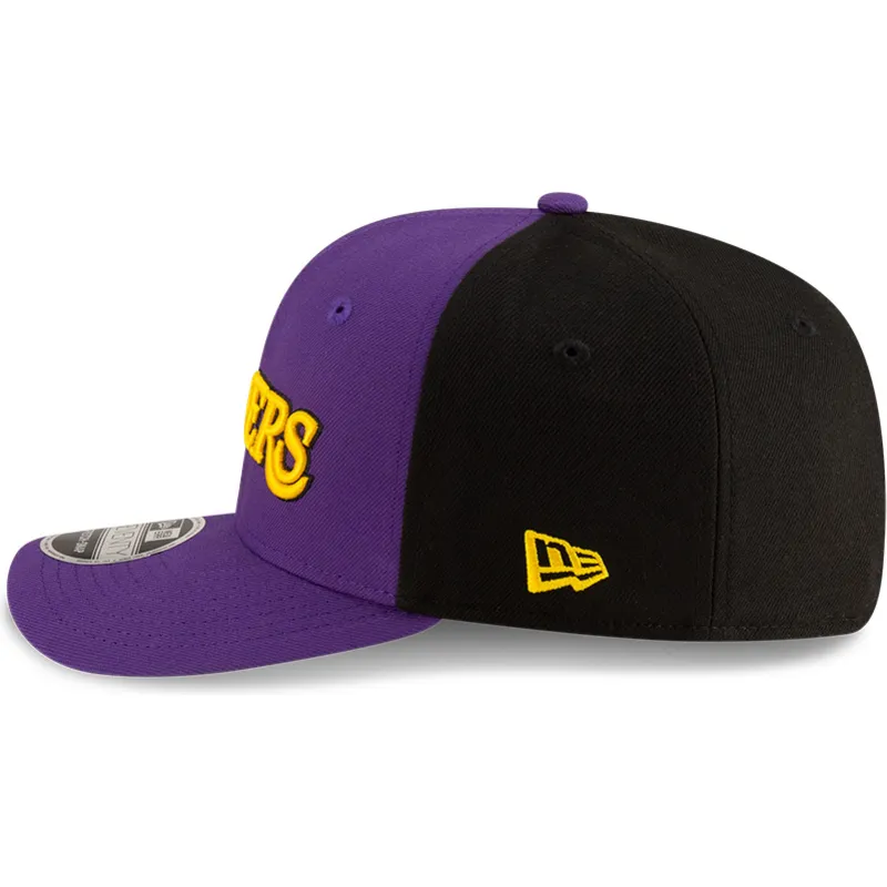 violette-und-schwarze-gebogene-kappe-snapback-9seventy-statement-stretch-snap-der-los-angeles-lakers-nba-von-new-era