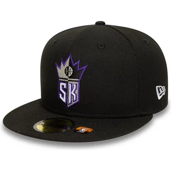 New Era Flat Brim 59FIFTY Classic Sacramento Kings NBA Black Fitted Cap