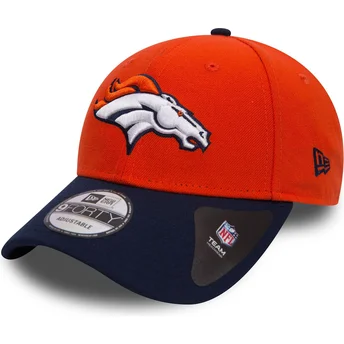 New Era Curved Brim 9FORTY The League Denver Broncos NFL Orange and Navy Blue Adjustable Cap