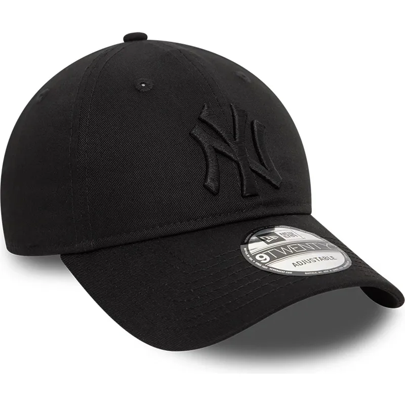 schwarze-verstellbare-curved-cap-mit-schwarzem-logo-9twenty-league-essential-der-new-york-yankees-mlb-von-new-era
