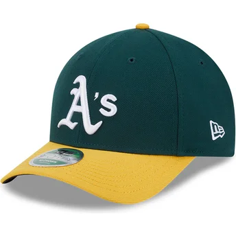 New Era Curved Brim 9FORTY M-Crown Player Replica Oakland Athletics MLB Green and Yellow Snapback Cap