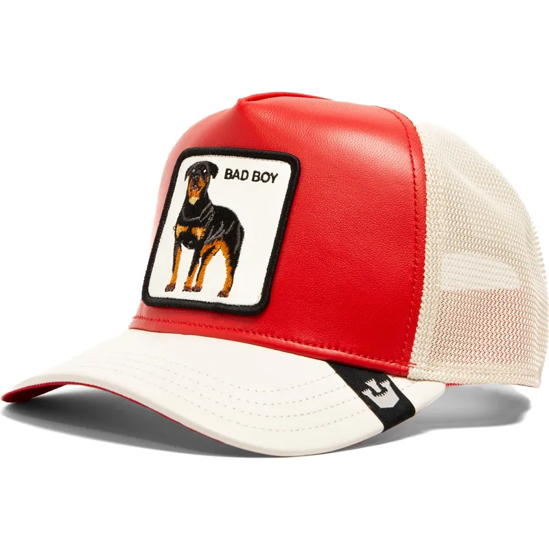 rod-och-vit-trucker-keps-hund-rottweiler-bad-shleather-boy-the-farm-fran-goorin-bros