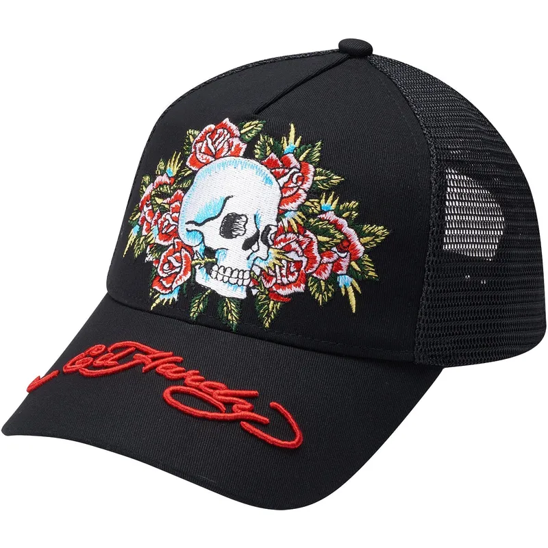 ed-hardy-skull-rose-trucker-cap-schwarz ed-hardy-skull-rose-trucker-cap-schwarz