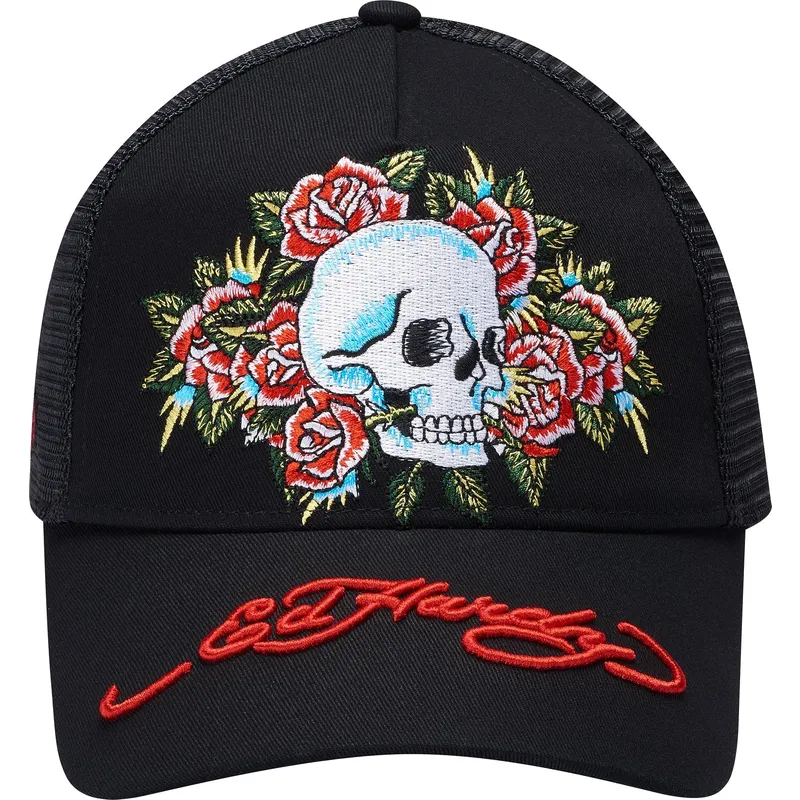 ed-hardy-skull-rose-trucker-cap-schwarz ed-hardy-skull-rose-trucker-cap-schwarz